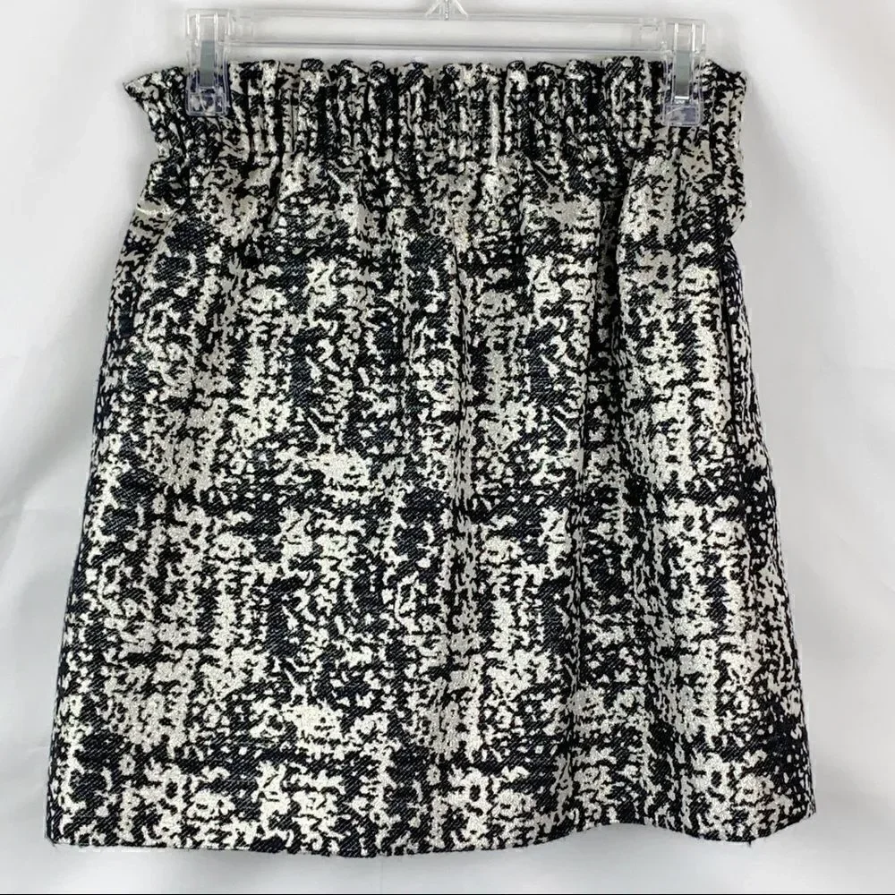 J.Crew Factory Jacquard silver & black mini skirt